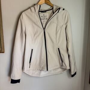 Free Country White Softshell Fleece Lined Hooded Jacket Size Medium